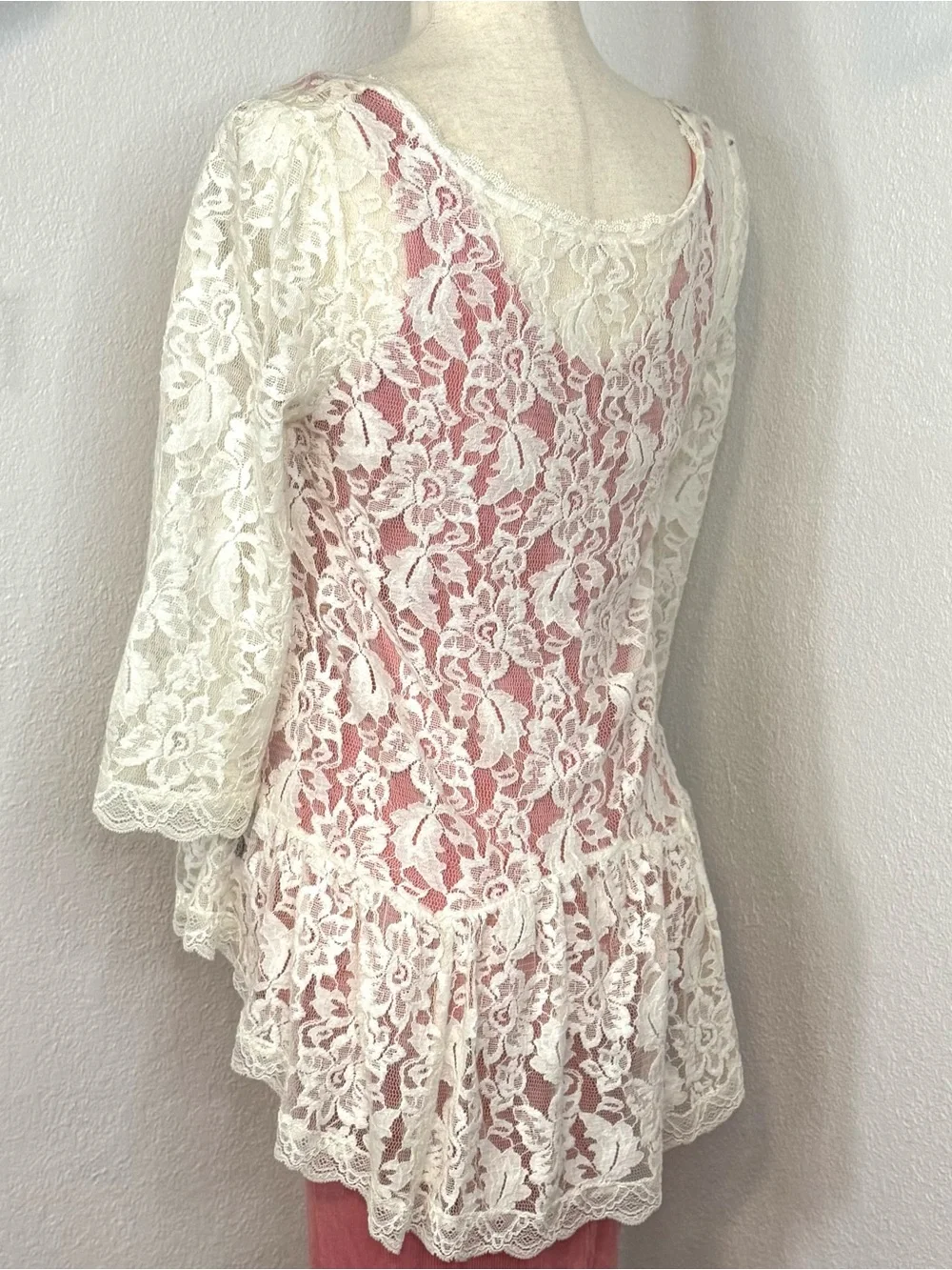 Free People Lace Top XS Sheer Ivory